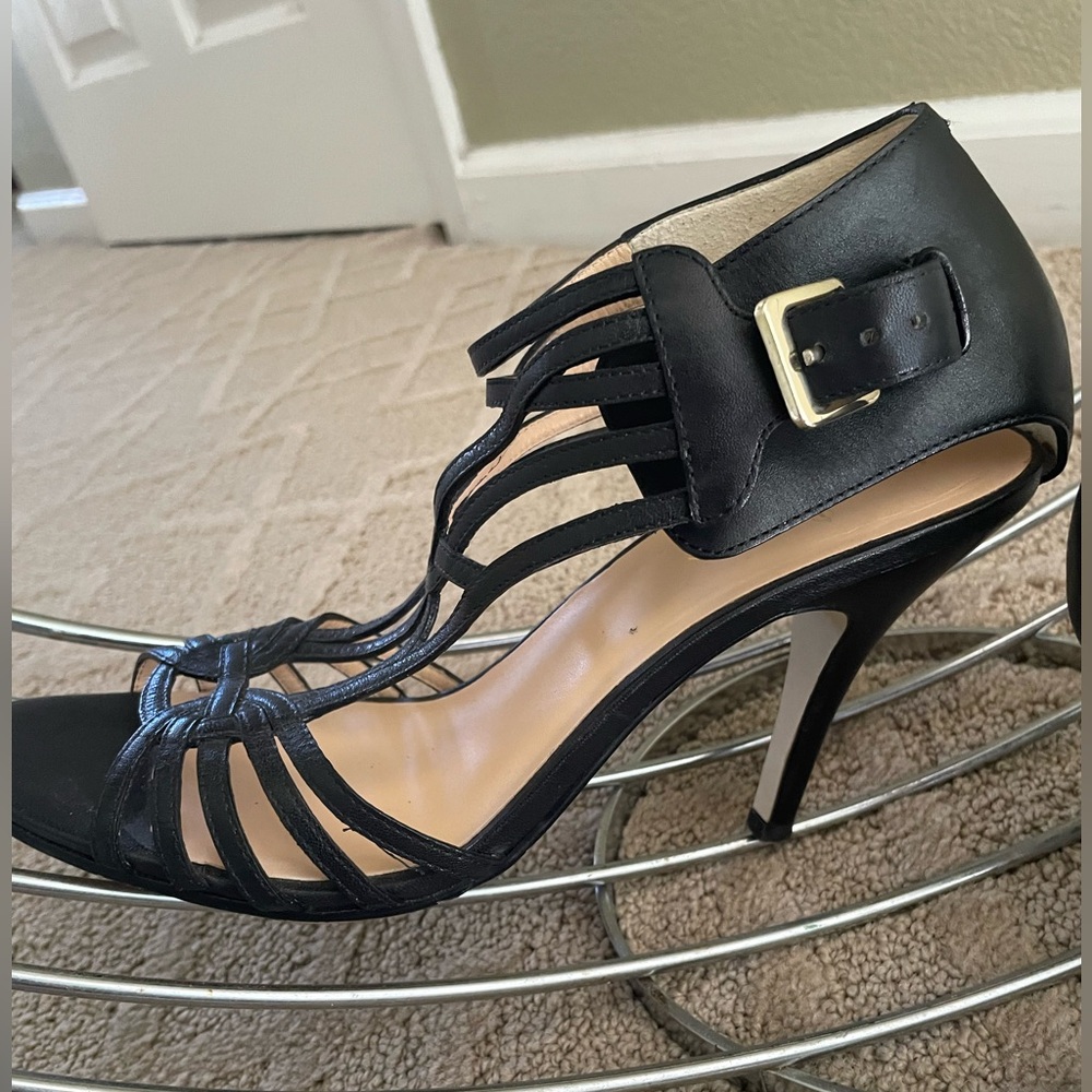 Cole Haan Black Strappy Stiletto Heels with Buckle Size 9B - Picture 3 of 14